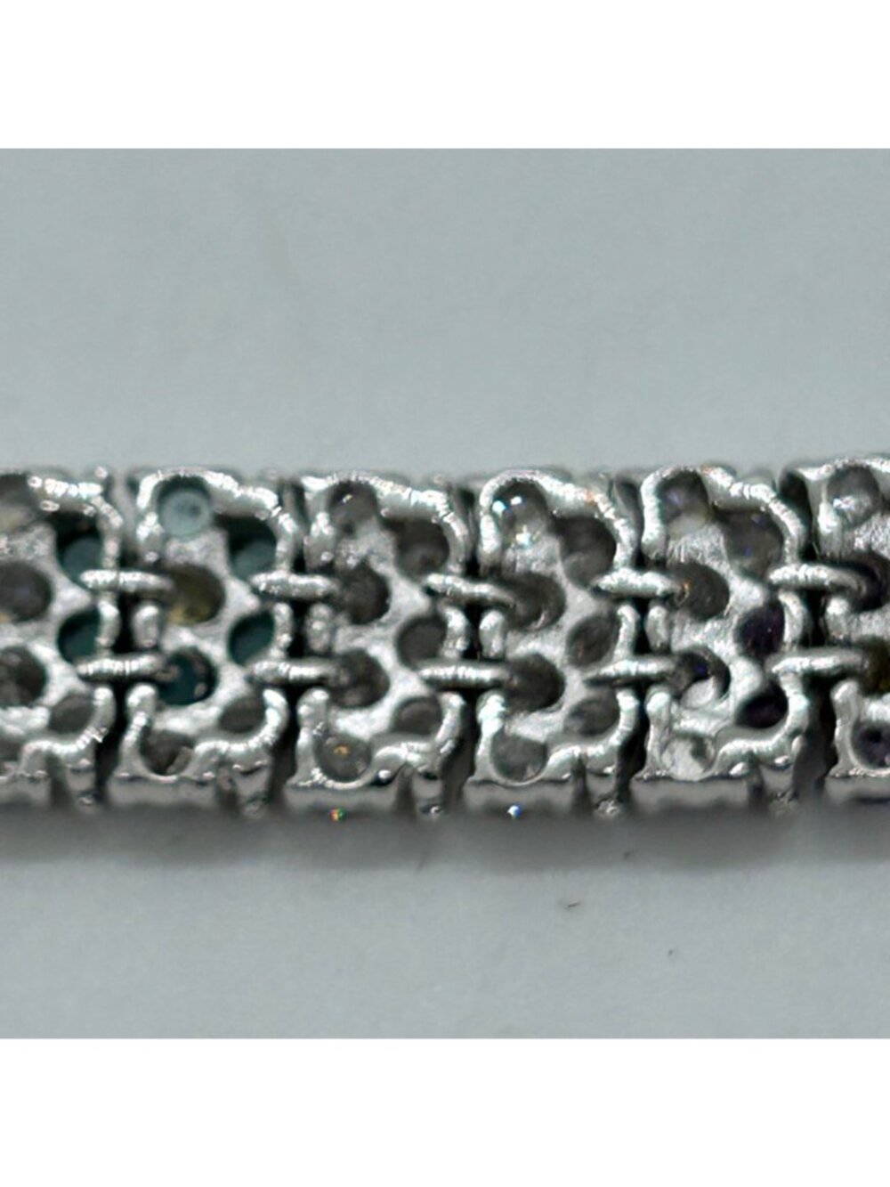 Vintage Rhinestone Tennis Bracelet Multicolor Flower Design W/ Safety Clasp 7.5" - Picture 8 of 16